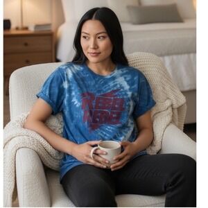 NEW CHASER REBEL Rolled Short Sleeve Tee in Atlantic Tie-Dye S-David Bowie Retro